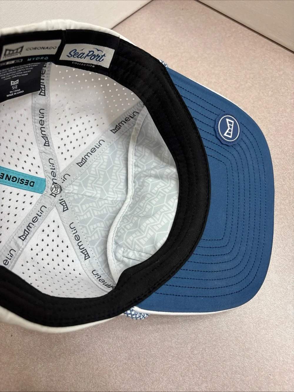 Melin Men's Coronado Rope Hydro Hat Cap Seaport Blue White SnapBack Golf Tennis